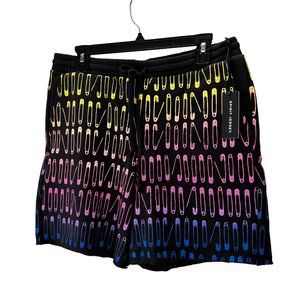 Spirit Jersey Safety Pin Sweat Shorts S Loose Elastic Drawstring Raw Hem NWT